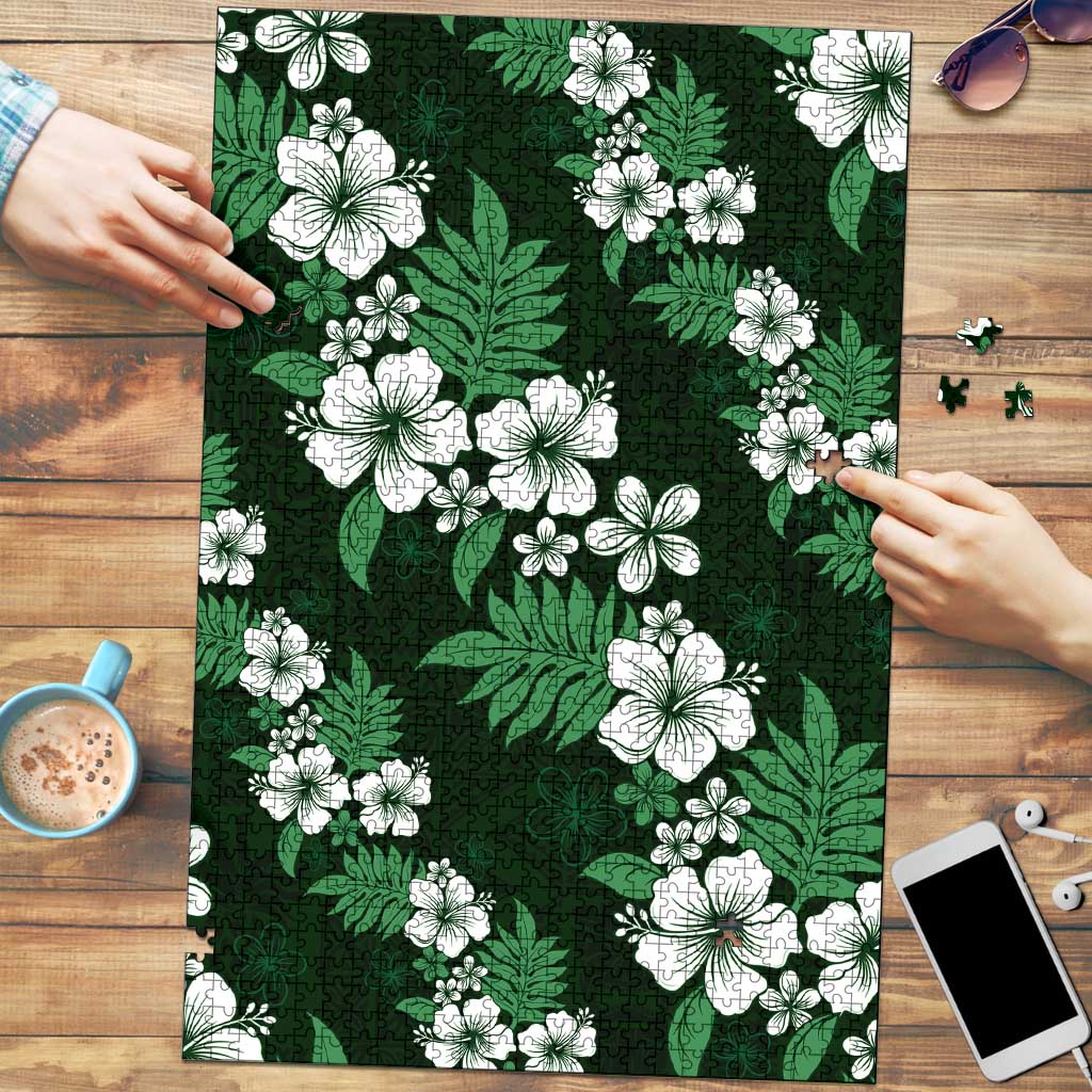 Hawaiian Hibiscus Tribal Floral Green Puzzle Polynesian Tapa Pattern - Polynesian Pride
