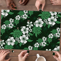 Hawaiian Hibiscus Tribal Floral Green Puzzle Polynesian Tapa Pattern - Polynesian Pride