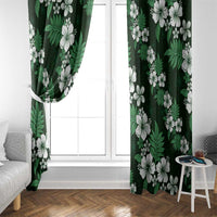 Hawaiian Hibiscus Tribal Floral Green Window Curtain Polynesian Tapa Pattern - Polynesian Pride