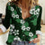 Hawaiian Hibiscus Tribal Floral Green Women Casual Shirt Polynesian Tapa Pattern - Polynesian Pride