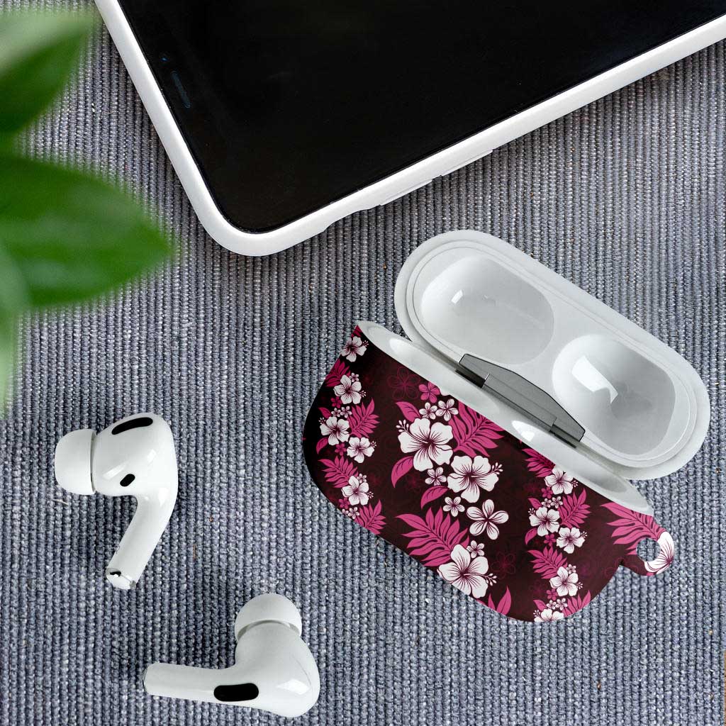 Hawaiian Hibiscus Tribal Floral Pink AirPods Case Polynesian Tapa Pattern - Polynesian Pride