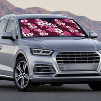 Hawaiian Hibiscus Tribal Floral Pink Auto Sun Shade Polynesian Tapa Pattern - Polynesian Pride