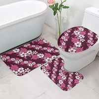 Hawaiian Hibiscus Tribal Floral Pink Bathroom Set Polynesian Tapa Pattern - Polynesian Pride