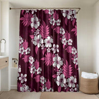 Hawaiian Hibiscus Tribal Floral Pink Bathroom Set Polynesian Tapa Pattern - Polynesian Pride