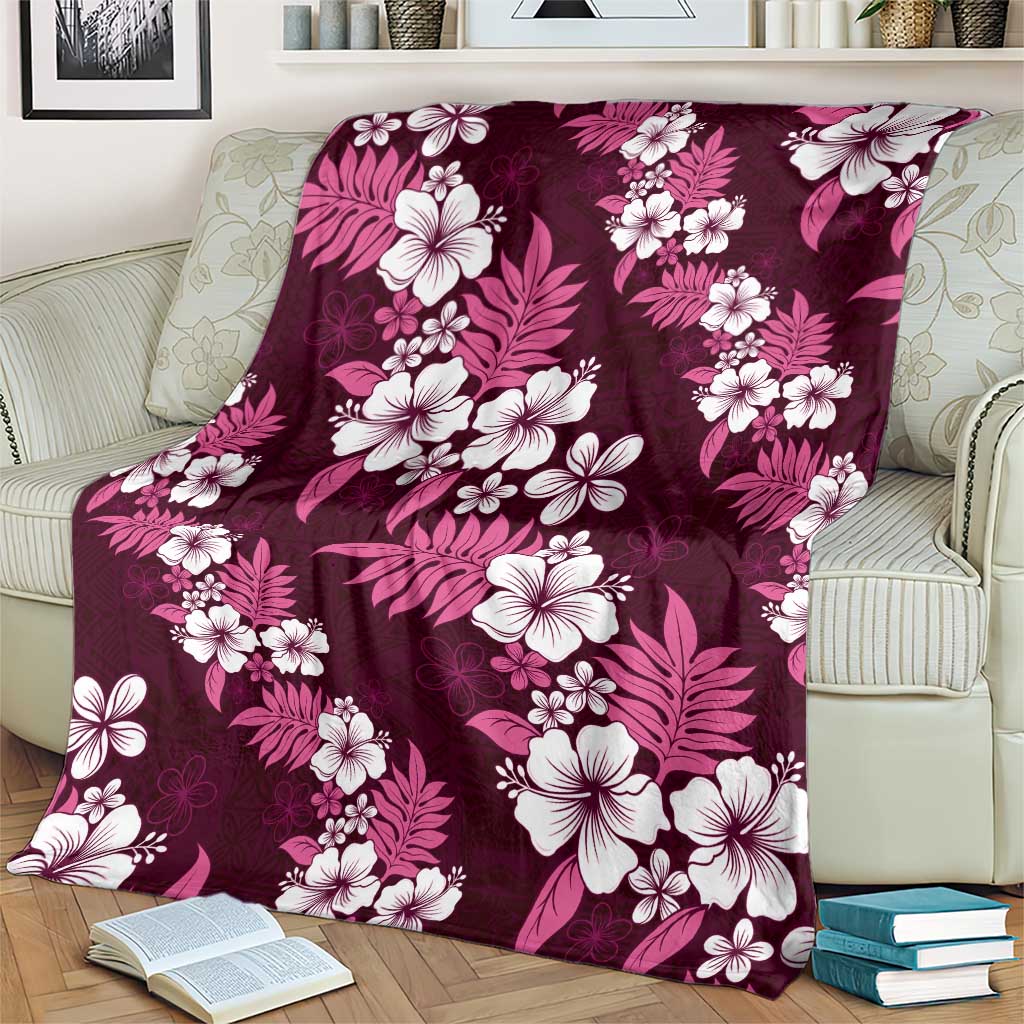 Hawaiian Hibiscus Tribal Floral Pink Blanket Polynesian Tapa Pattern - Polynesian Pride