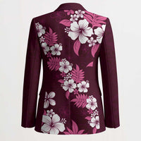 Hawaiian Hibiscus Tribal Floral Pink Blazer Polynesian Tapa Pattern - Polynesian Pride
