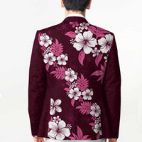 Hawaiian Hibiscus Tribal Floral Pink Blazer Polynesian Tapa Pattern - Polynesian Pride