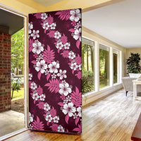 Hawaiian Hibiscus Tribal Floral Pink Door Cover Polynesian Tapa Pattern - Polynesian Pride