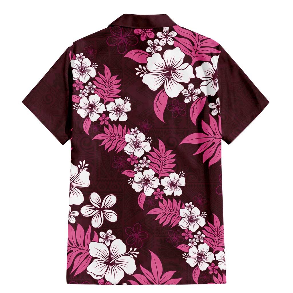 Hawaiian Hibiscus Tribal Floral Pink Family Matching Mermaid Dress and Hawaiian Shirt Polynesian Tapa Pattern - Polynesian Pride