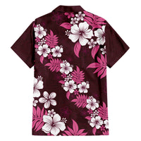 Hawaiian Hibiscus Tribal Floral Pink Family Matching Off The Shoulder Long Sleeve Dress and Hawaiian Shirt Polynesian Tapa Pattern - Polynesian Pride