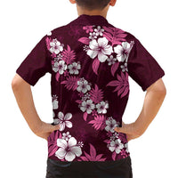 Hawaiian Hibiscus Tribal Floral Pink Family Matching Puletasi and Hawaiian Shirt Polynesian Tapa Pattern - Polynesian Pride