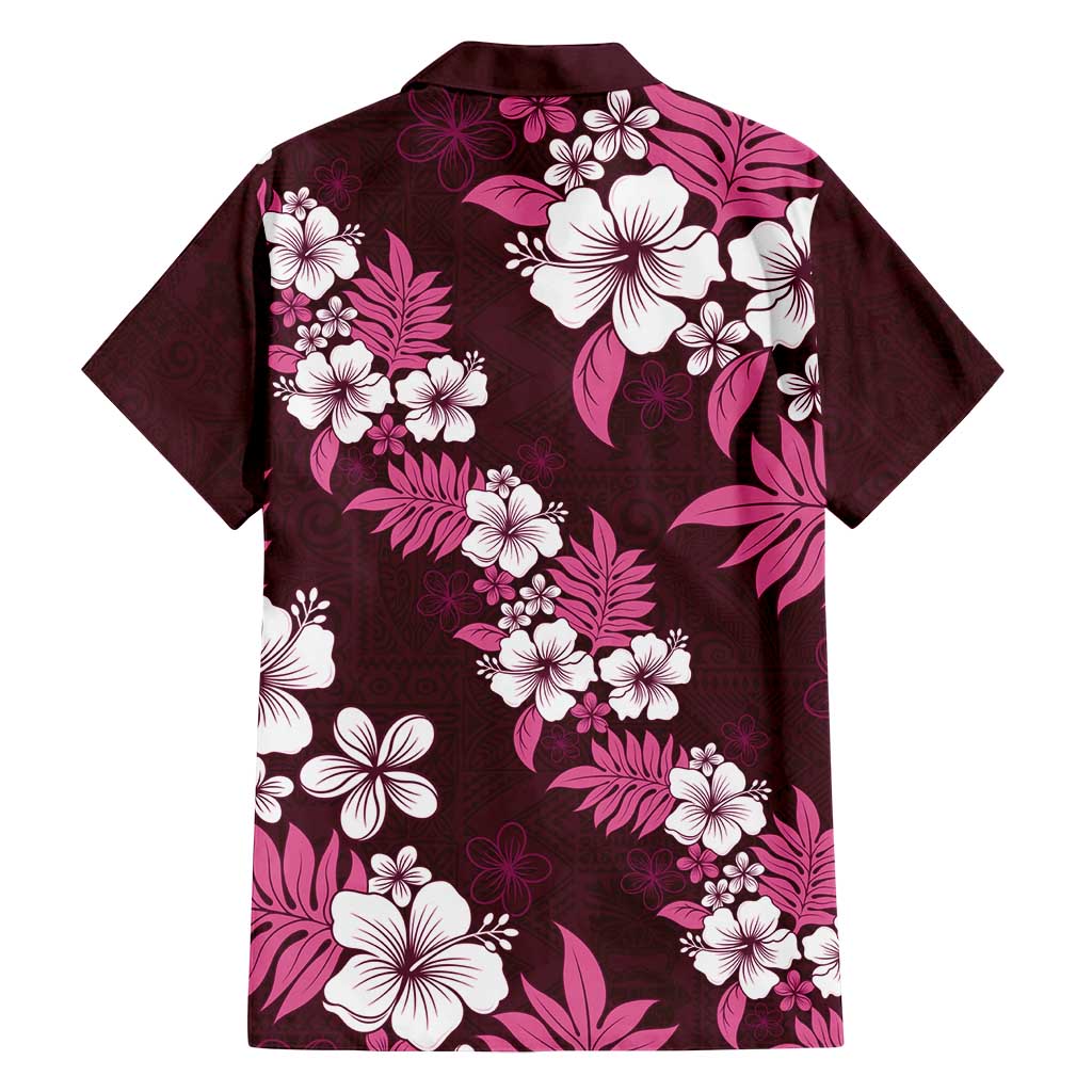 Hawaiian Hibiscus Tribal Floral Pink Family Matching Puletasi and Hawaiian Shirt Polynesian Tapa Pattern - Polynesian Pride