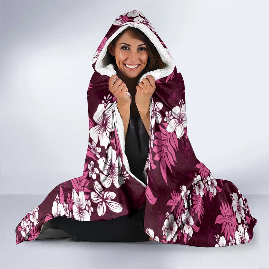 Hawaiian Hibiscus Tribal Floral Pink Hooded Blanket Polynesian Tapa Pattern - Polynesian Pride