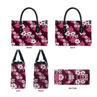 Hawaiian Hibiscus Tribal Floral Pink Leather Bag Polynesian Tapa Pattern - Polynesian Pride