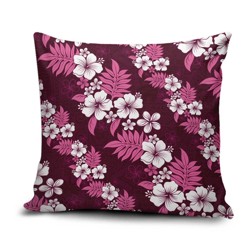 Hawaiian Hibiscus Tribal Floral Pink Pillow Cover Polynesian Tapa Pattern - Polynesian Pride