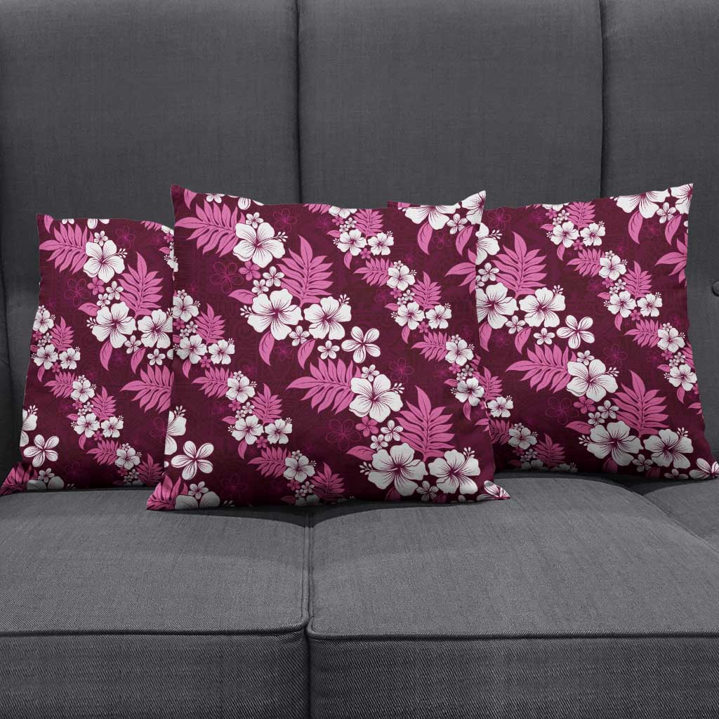 Hawaiian Hibiscus Tribal Floral Pink Pillow Cover Polynesian Tapa Pattern - Polynesian Pride