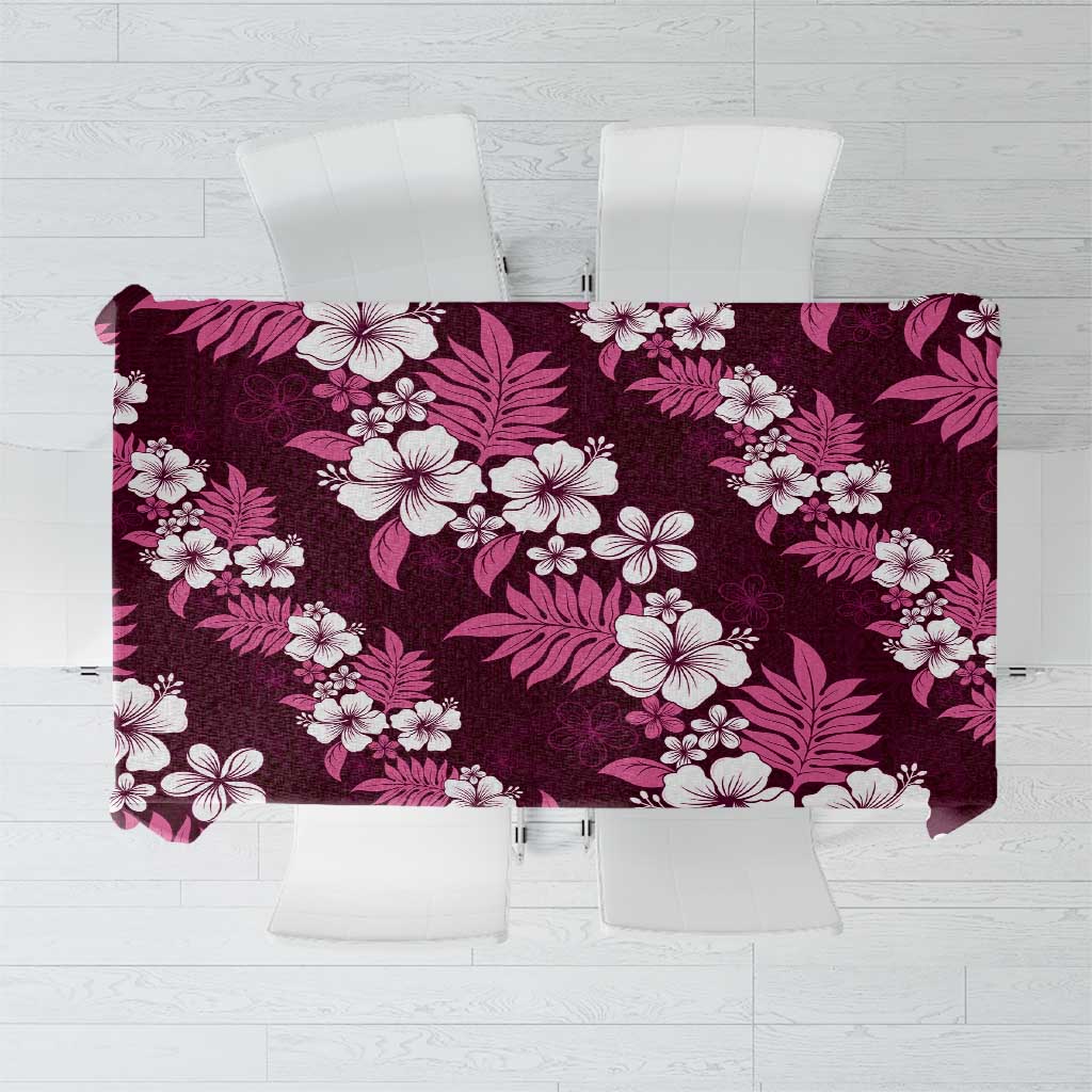 Hawaiian Hibiscus Tribal Floral Pink Tablecloth Polynesian Tapa Pattern - Polynesian Pride