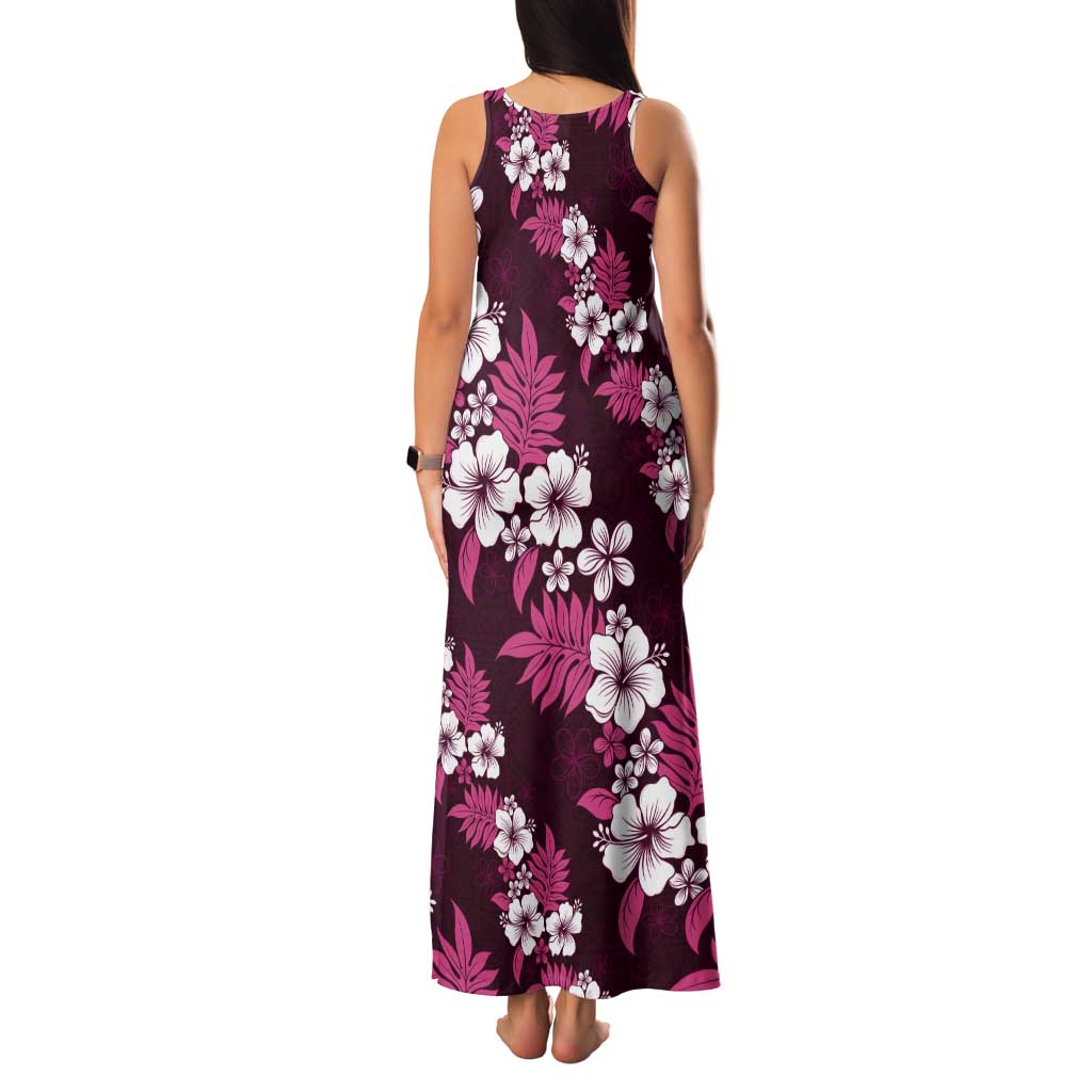 Hawaiian Hibiscus Tribal Floral Pink Tank Maxi Dress Polynesian Tapa Pattern - Polynesian Pride