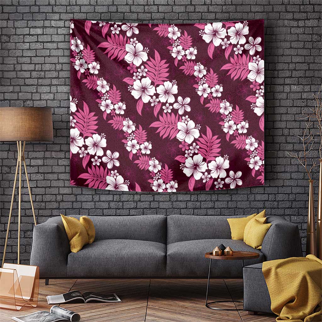 Hawaiian Hibiscus Tribal Floral Pink Tapestry Polynesian Tapa Pattern - Polynesian Pride