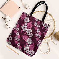 Hawaiian Hibiscus Tribal Floral Pink Tote Bag Polynesian Tapa Pattern LT01 Black Strap One Size Pink - Polynesian Pride