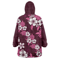 Hawaiian Hibiscus Tribal Floral Pink Wearable Blanket Hoodie Polynesian Tapa Pattern - Polynesian Pride