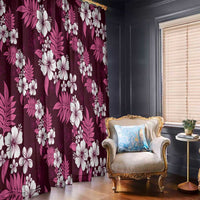 Hawaiian Hibiscus Tribal Floral Pink Window Curtain Polynesian Tapa Pattern - Polynesian Pride