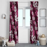 Hawaiian Hibiscus Tribal Floral Pink Window Curtain Polynesian Tapa Pattern - Polynesian Pride