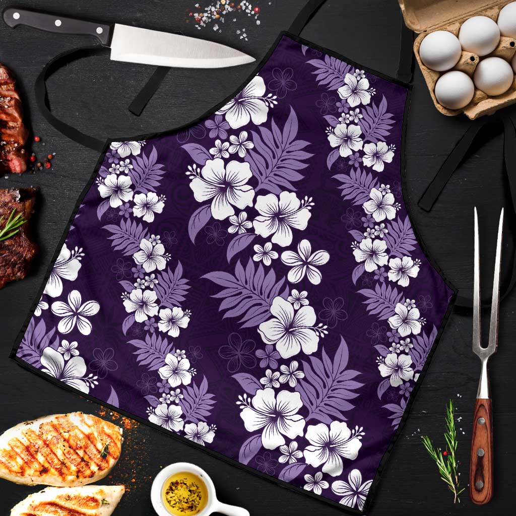 Hawaiian Hibiscus Tribal Floral Purple Apron Polynesian Tapa Pattern - Polynesian Pride