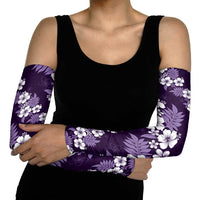 Hawaiian Hibiscus Tribal Floral Purple Arm Sleeves Polynesian Tapa Pattern - Polynesian Pride