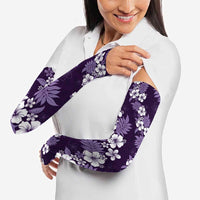 Hawaiian Hibiscus Tribal Floral Purple Arm Sleeves Polynesian Tapa Pattern - Polynesian Pride