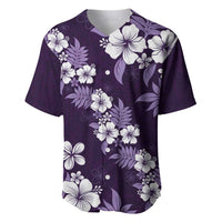 Hawaiian Hibiscus Tribal Floral Purple Baseball Jersey Polynesian Tapa Pattern - Polynesian Pride