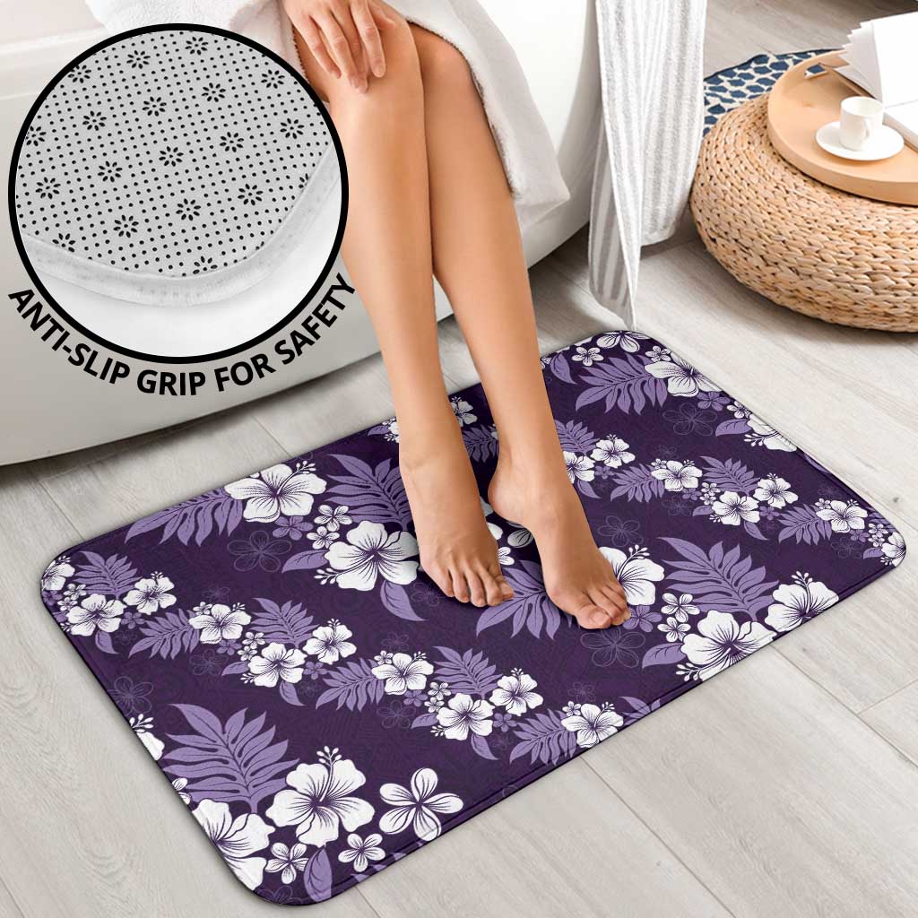 Hawaiian Hibiscus Tribal Floral Purple Bathroom Set Polynesian Tapa Pattern - Polynesian Pride