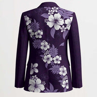 Hawaiian Hibiscus Tribal Floral Purple Blazer Polynesian Tapa Pattern - Polynesian Pride