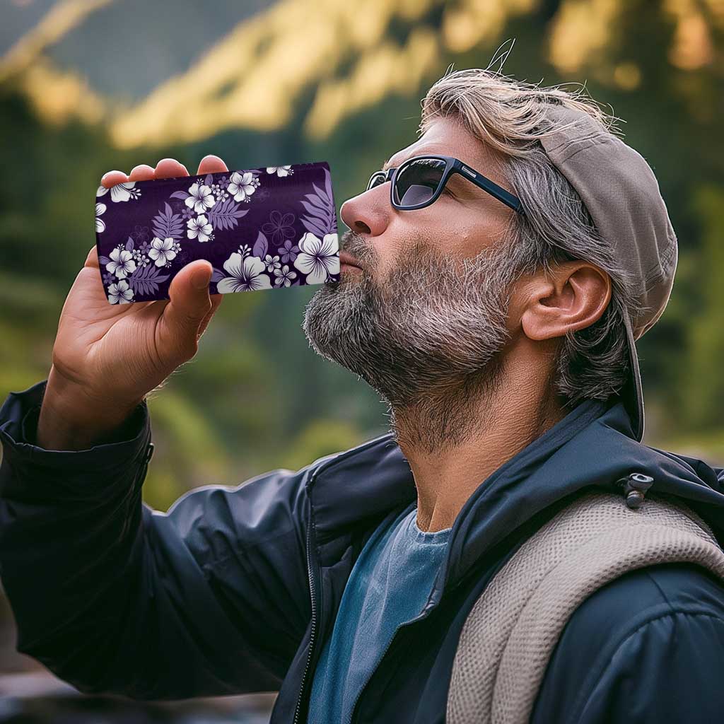 Hawaiian Hibiscus Tribal Floral Purple 4 in 1 Can Cooler Tumbler Polynesian Tapa Pattern - Polynesian Pride