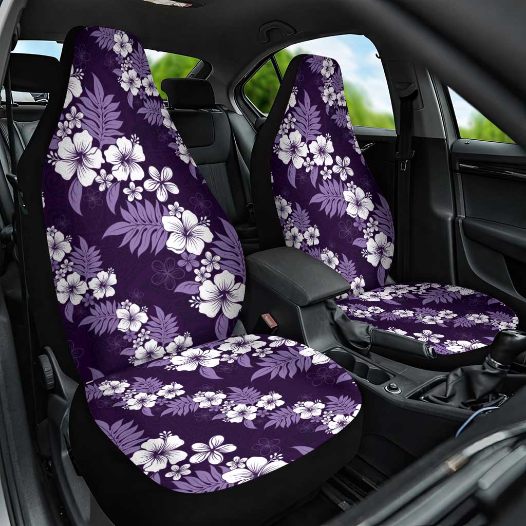 Hawaiian Hibiscus Tribal Floral Purple Car Seat Cover Polynesian Tapa Pattern - Polynesian Pride