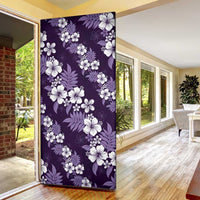 Hawaiian Hibiscus Tribal Floral Purple Door Cover Polynesian Tapa Pattern - Polynesian Pride