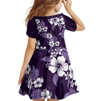 Hawaiian Hibiscus Tribal Floral Purple Family Matching Short Sleeve Bodycon Dress and Hawaiian Shirt Polynesian Tapa Pattern - Polynesian Pride