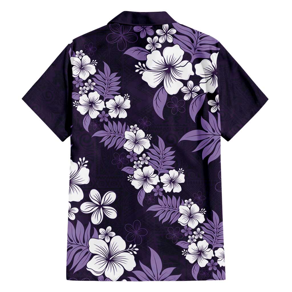 Hawaiian Hibiscus Tribal Floral Purple Family Matching Summer Maxi Dress and Hawaiian Shirt Polynesian Tapa Pattern - Polynesian Pride
