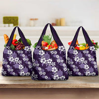 Hawaiian Hibiscus Tribal Floral Purple Grocery Bag Polynesian Tapa Pattern - Polynesian Pride