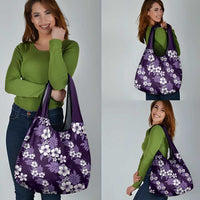 Hawaiian Hibiscus Tribal Floral Purple Grocery Bag Polynesian Tapa Pattern - Polynesian Pride