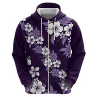 Hawaiian Hibiscus Tribal Floral Purple Hoodie Polynesian Tapa Pattern - Polynesian Pride