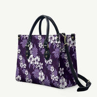 Hawaiian Hibiscus Tribal Floral Purple Leather Bag Polynesian Tapa Pattern - Polynesian Pride