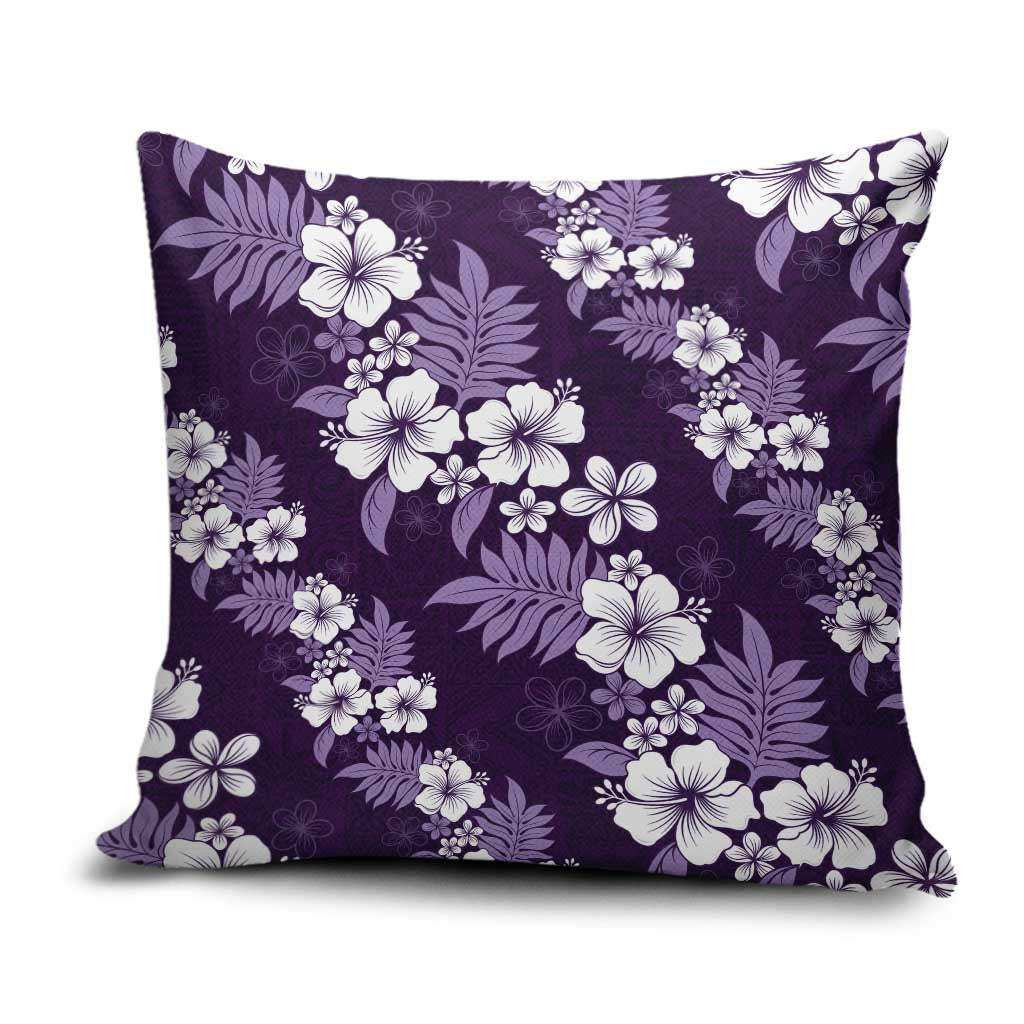 Hawaiian Hibiscus Tribal Floral Purple Pillow Cover Polynesian Tapa Pattern - Polynesian Pride