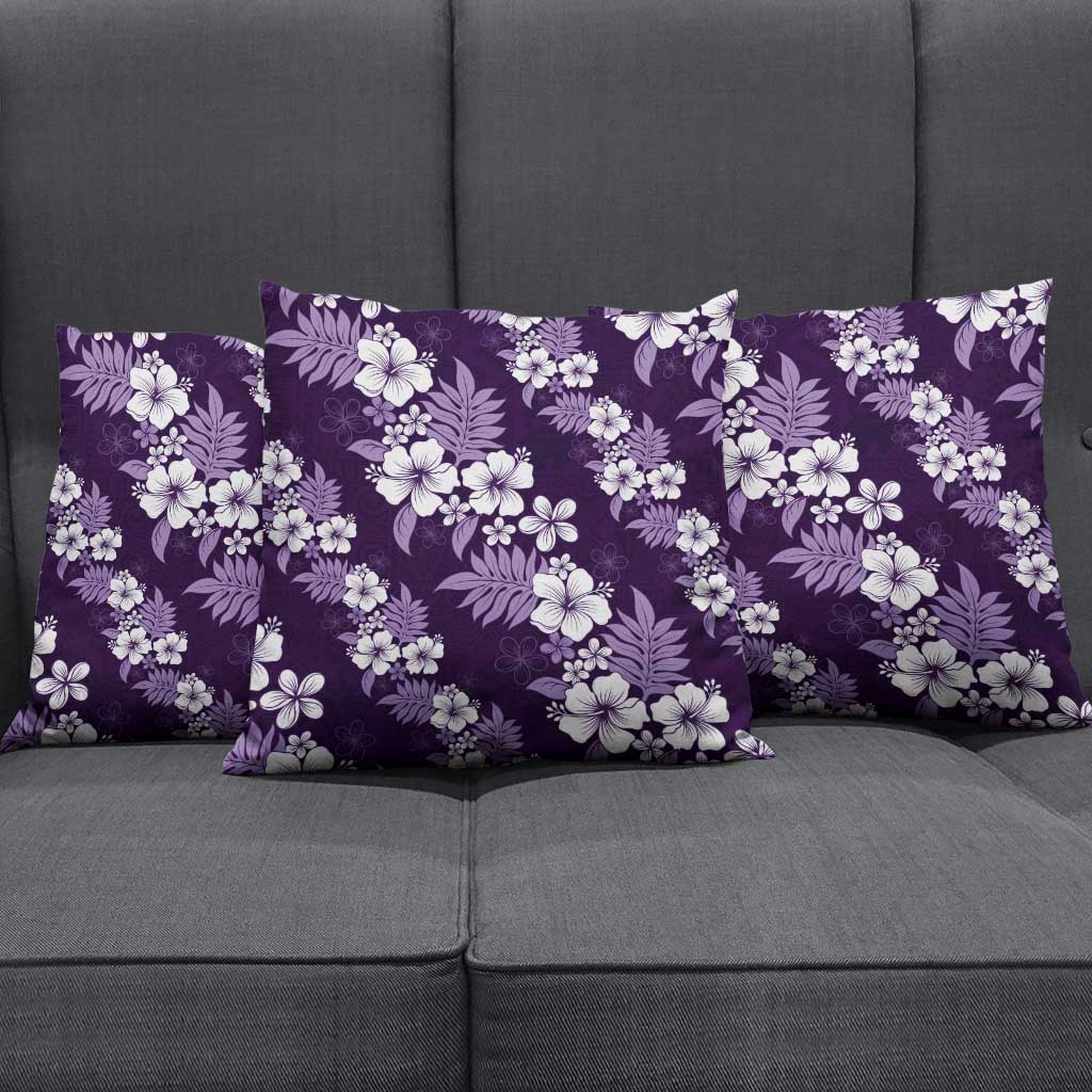 Hawaiian Hibiscus Tribal Floral Purple Pillow Cover Polynesian Tapa Pattern - Polynesian Pride
