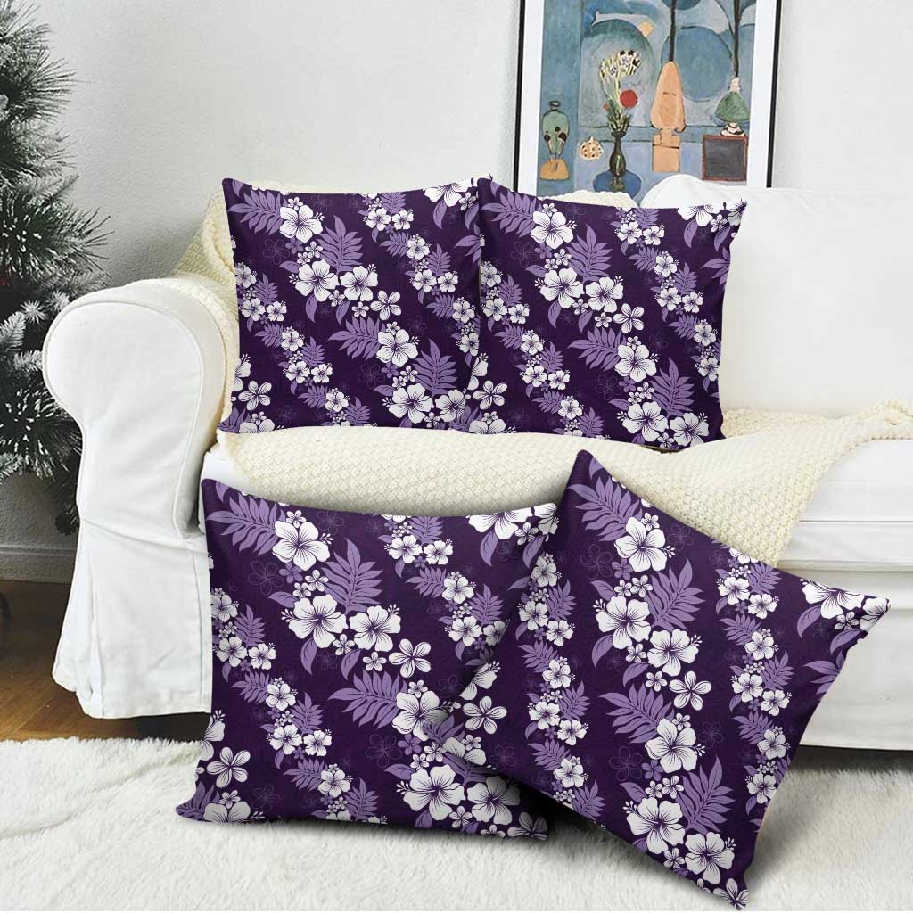 Hawaiian Hibiscus Tribal Floral Purple Pillow Cover Polynesian Tapa Pattern - Polynesian Pride