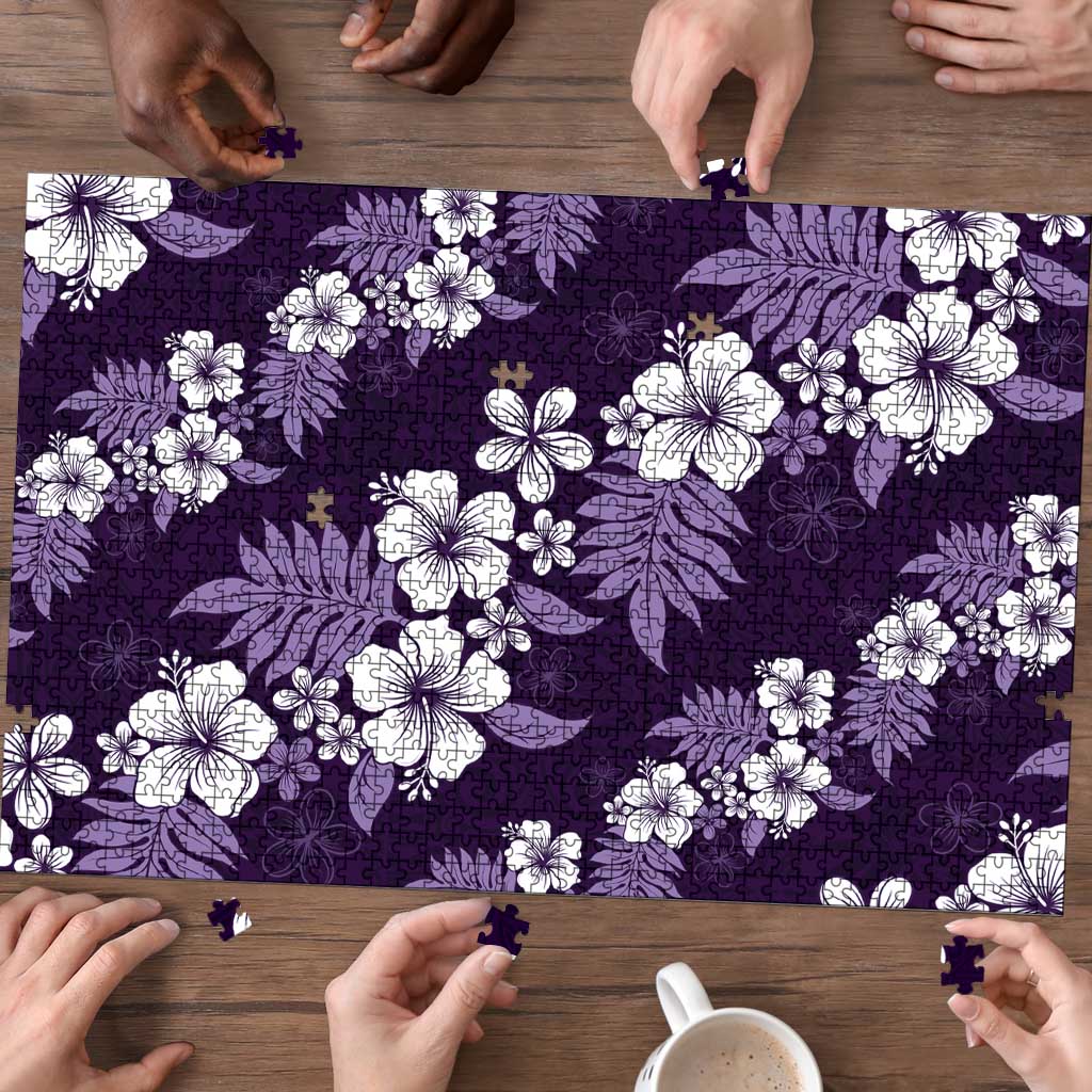 Hawaiian Hibiscus Tribal Floral Purple Puzzle Polynesian Tapa Pattern - Polynesian Pride