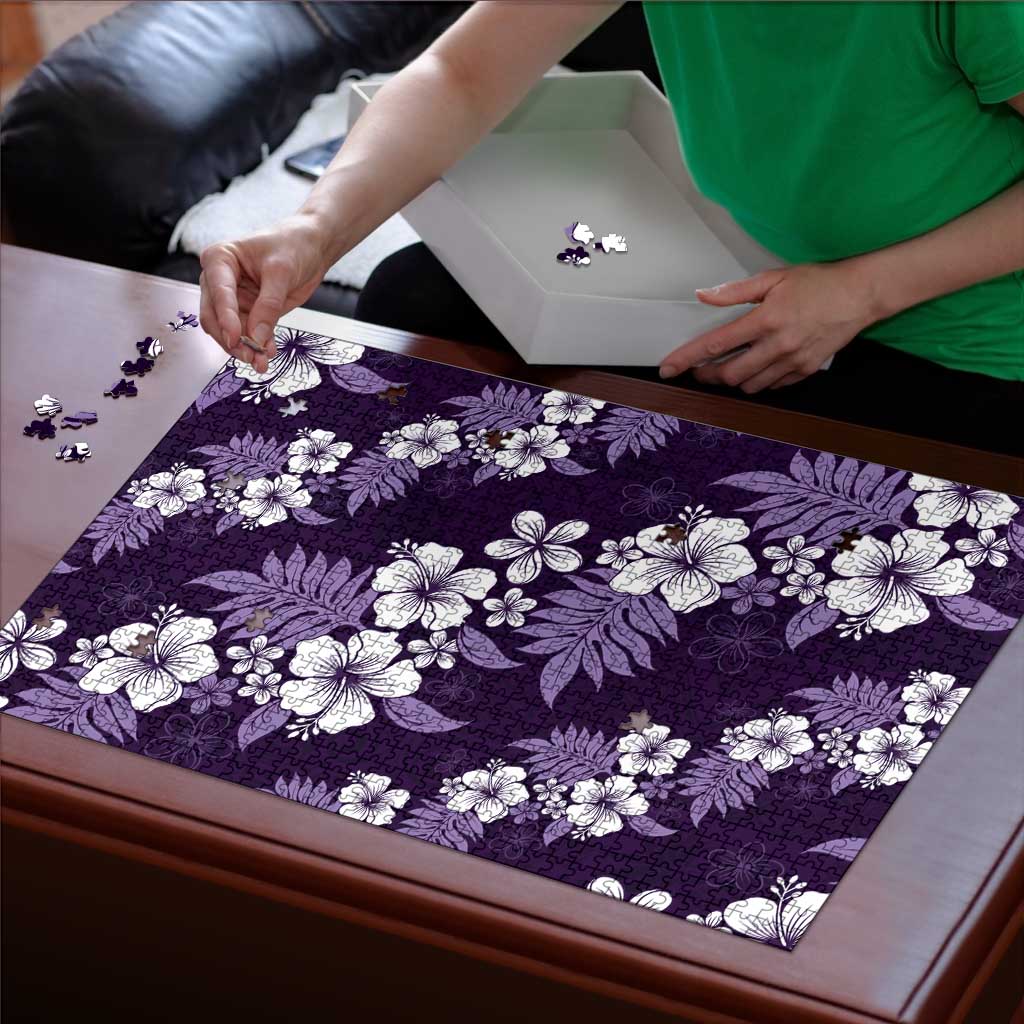 Hawaiian Hibiscus Tribal Floral Purple Puzzle Polynesian Tapa Pattern - Polynesian Pride