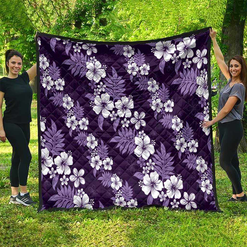 Hawaiian Hibiscus Tribal Floral Purple Quilt Polynesian Tapa Pattern - Polynesian Pride