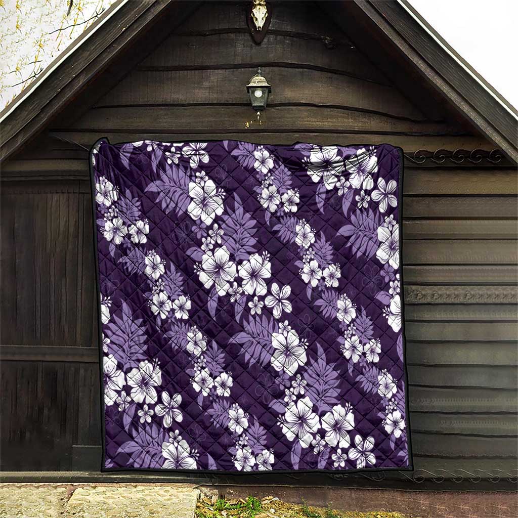 Hawaiian Hibiscus Tribal Floral Purple Quilt Polynesian Tapa Pattern - Polynesian Pride