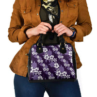 Hawaiian Hibiscus Tribal Floral Purple Shoulder Handbag Polynesian Tapa Pattern - Polynesian Pride